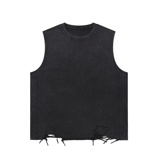 Back Label - Snow Washed Raw-Hem Tank Top