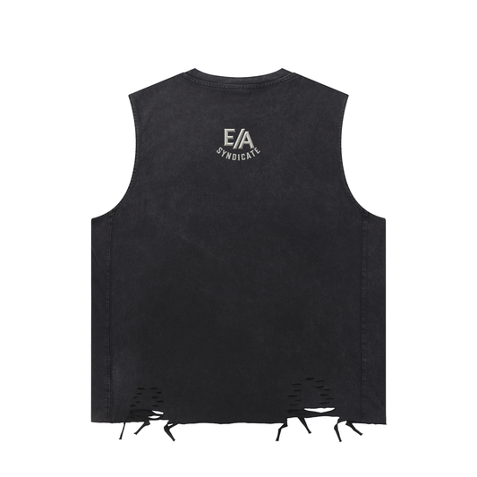 Back Label - Snow Washed Raw-Hem Tank Top